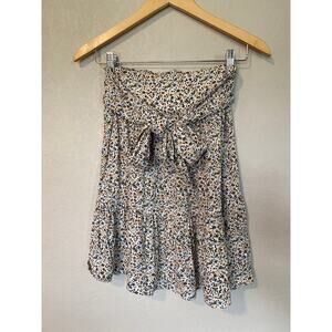 Madewell Pull On Tie-Waist Tiered Skirt SZ XS Fieldwalk Floral Antique Cream